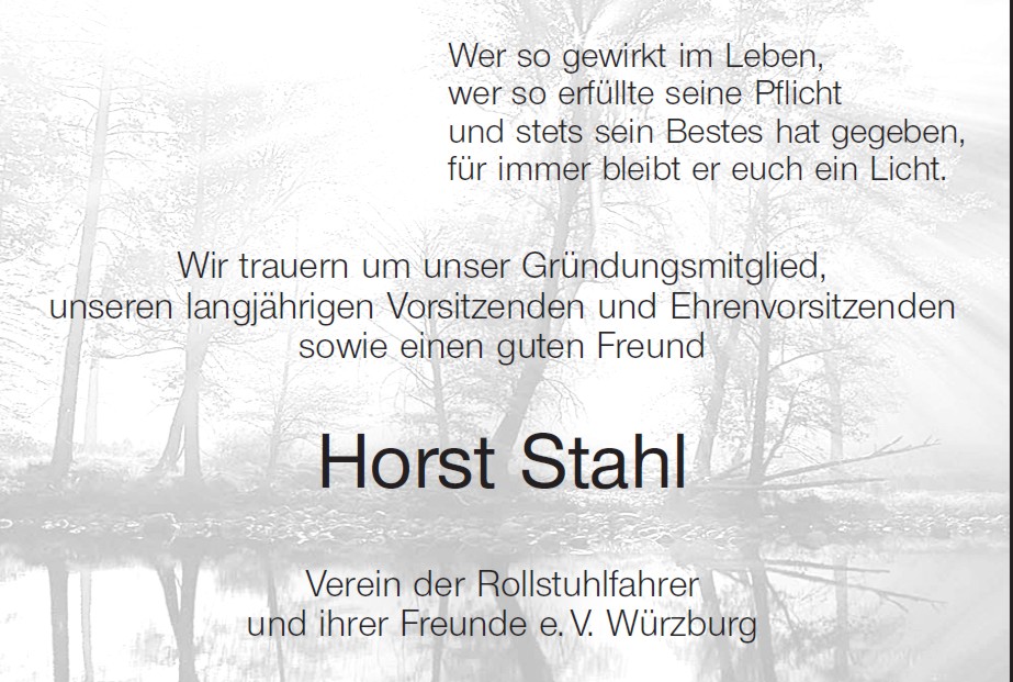 Todesanzeige Horst Stahl